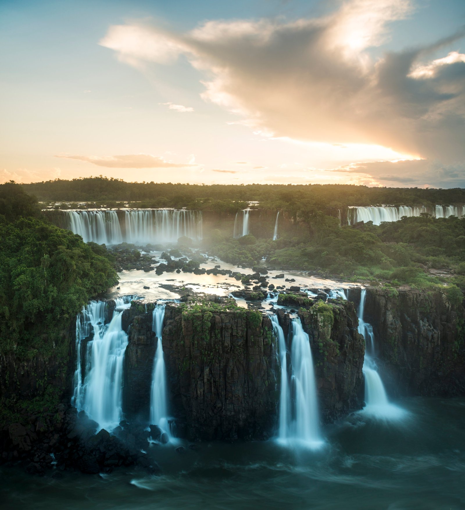 Elevated view of Iguazu falls, Parana, Brazil
